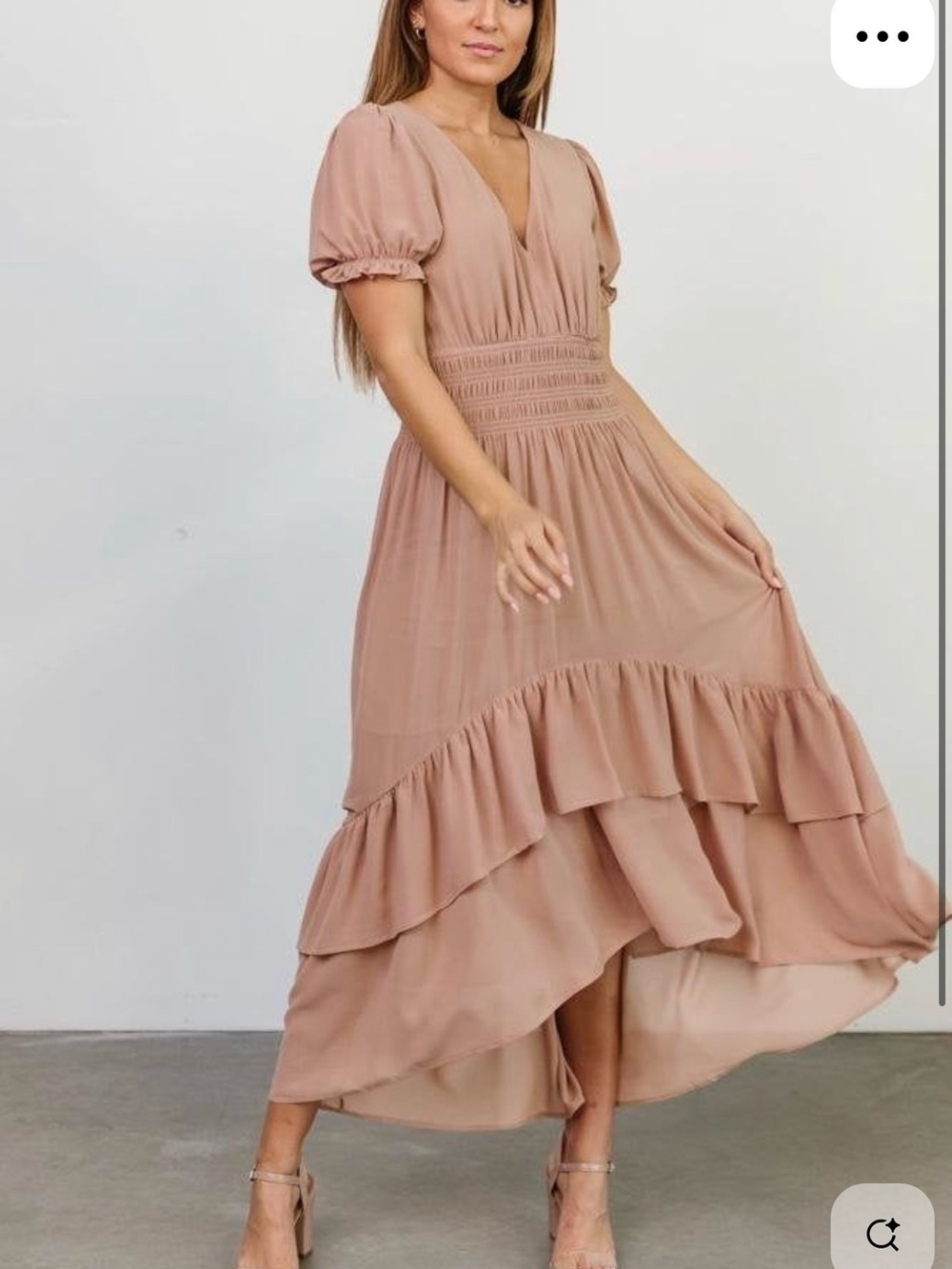 Baltic Born Dusty Rose High-Low Ruffle Midi Dress